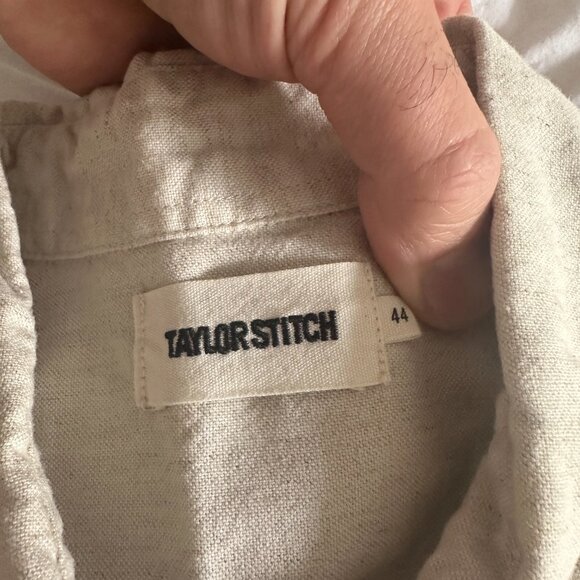 Taylor Stitch Linen-Blend Short-Sleeve Western Shirt, Khaki, Size 44 - Picture 4 of 7